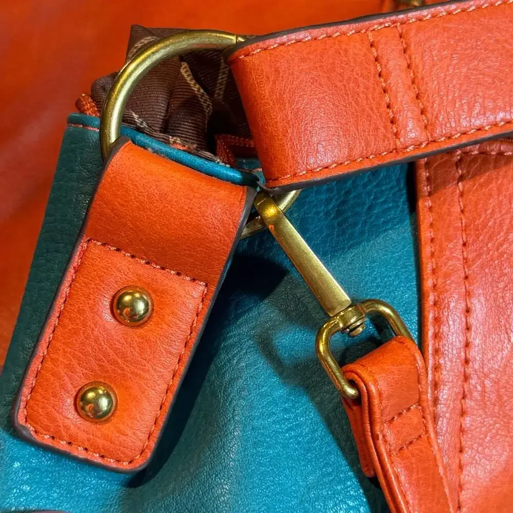 Wrangler Orange & Turquoise Tote Crossbody Shoulder Bag Western Boho
